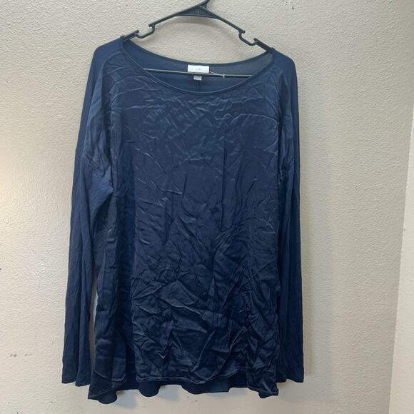 J.Jill Satin Metallic Front Women's Tunic Top Blouse Sz L Soft Rayon Scoop Neck - Picture 1 of 7